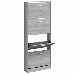 vidaXL Shoe Cabinet Grey Sonoma 59x17x150 cm Engineered Wood 3