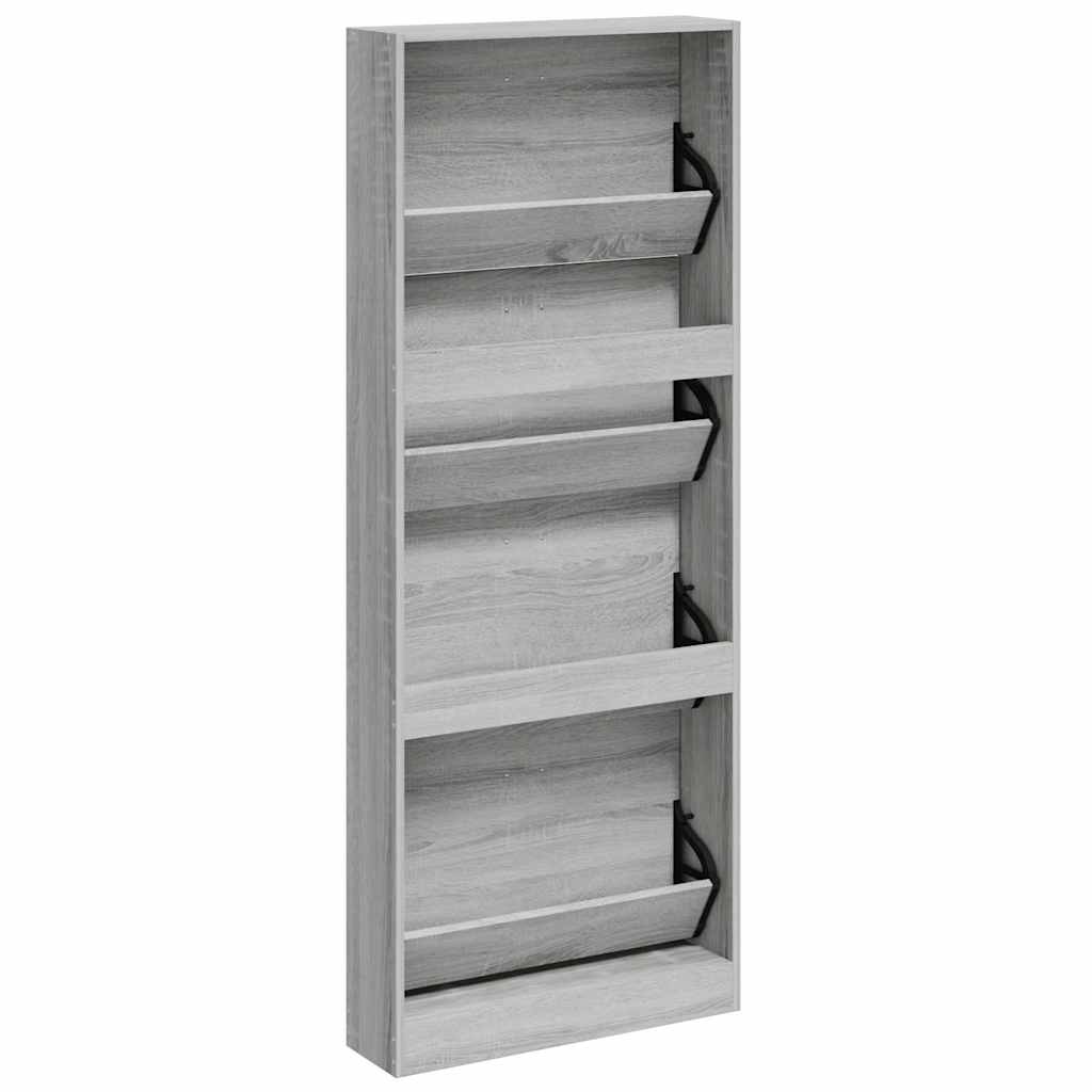 vidaXL Shoe Cabinet Grey Sonoma 59x17x150 cm Engineered Wood 6