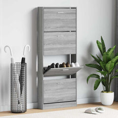vidaXL Shoe Cabinet Grey Sonoma 59x17x150 cm Engineered Wood 1