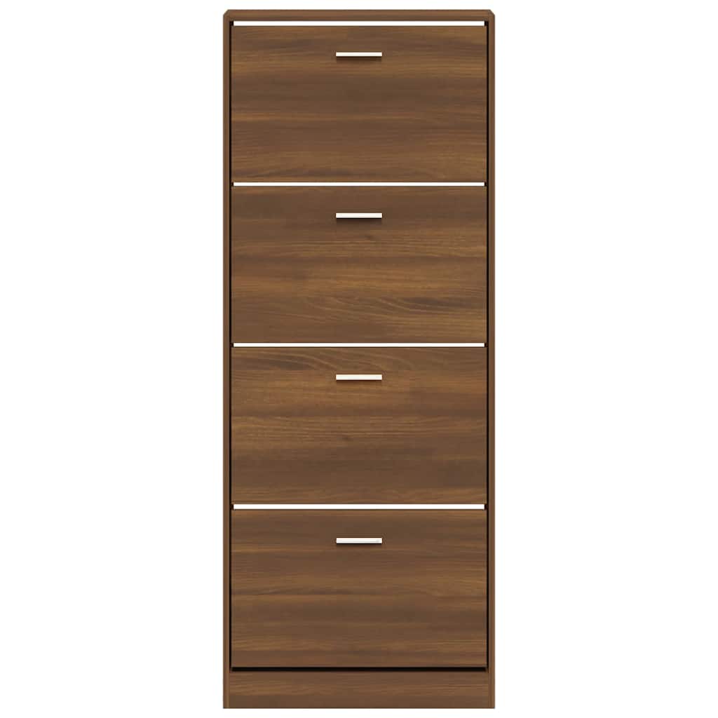 vidaXL Shoe Cabinet Brown Oak 59x17x150 cm Engineered Wood 4