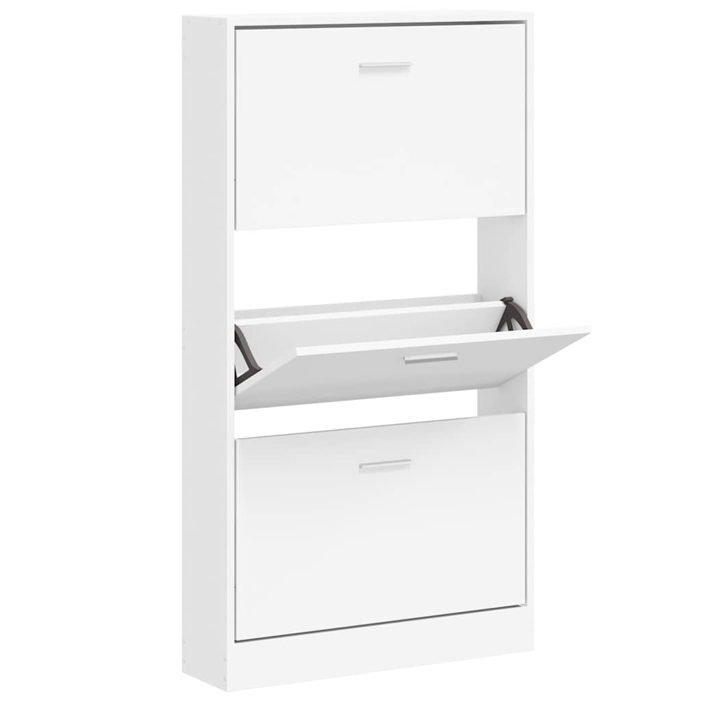 vidaXL Shoe Cabinet White 59x17x108 cm Engineered Wood 3