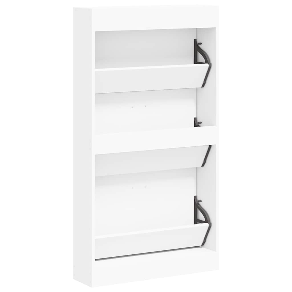 vidaXL Shoe Cabinet White 59x17x108 cm Engineered Wood 6