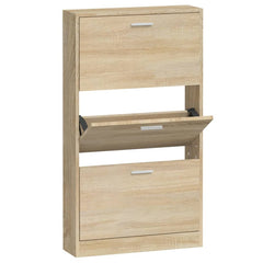 vidaXL Shoe Cabinet Oak 59x17x108 cm Engineered Wood 2