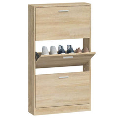 vidaXL Shoe Cabinet Oak 59x17x108 cm Engineered Wood 4