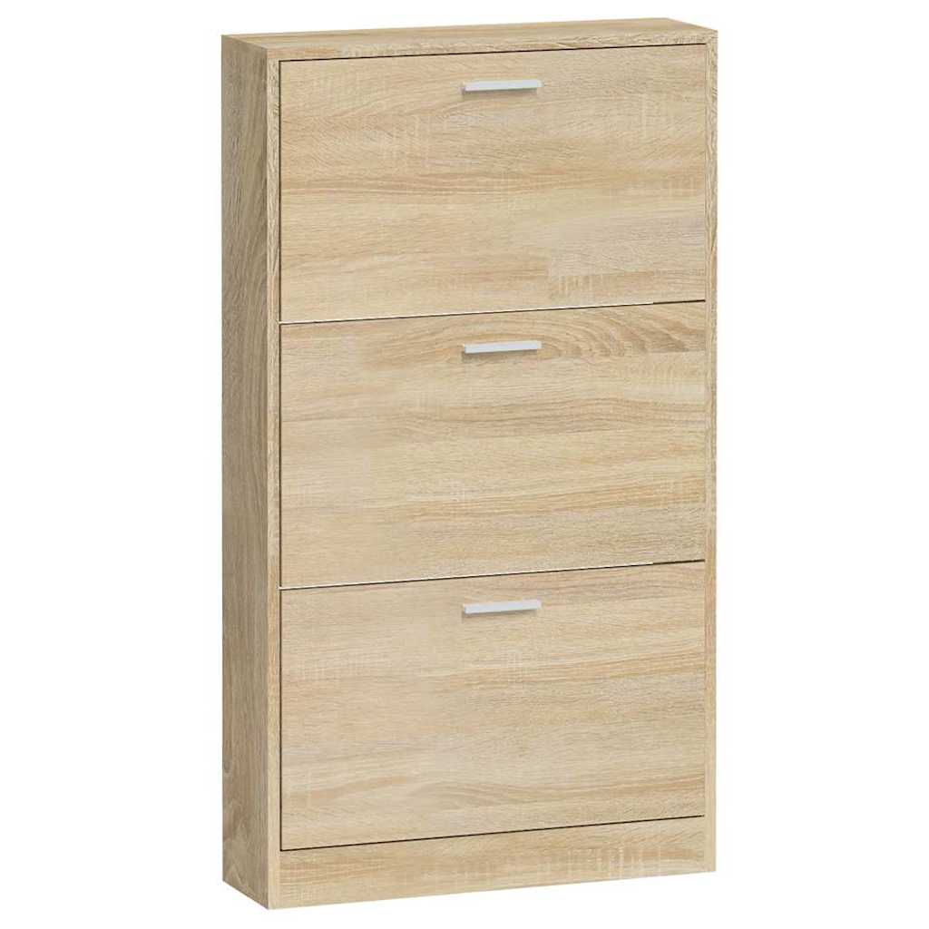 vidaXL Shoe Cabinet Oak 59x17x108 cm Engineered Wood 5