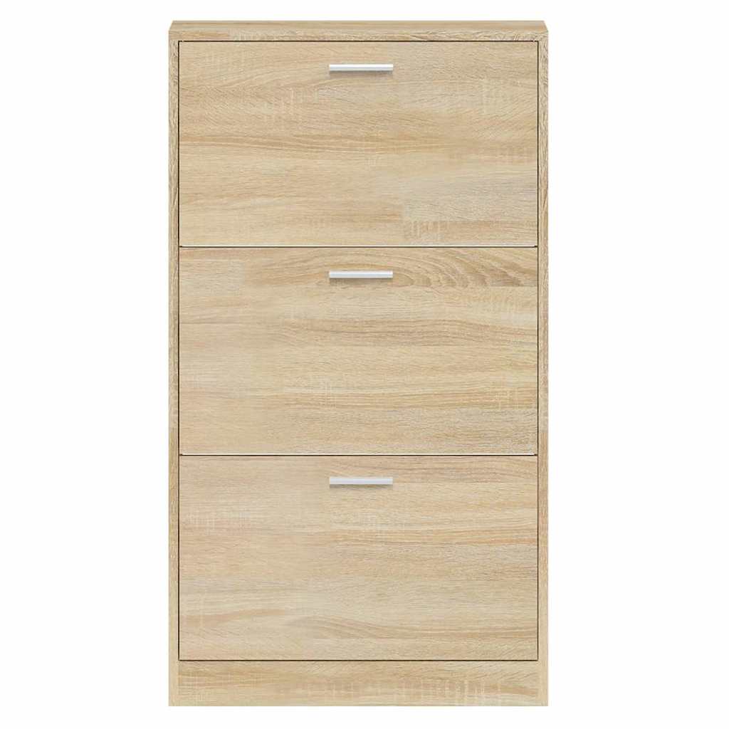 vidaXL Shoe Cabinet Oak 59x17x108 cm Engineered Wood 6