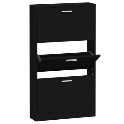 Shoe Cabinet Black 59x17x108 cm Engineered Wood