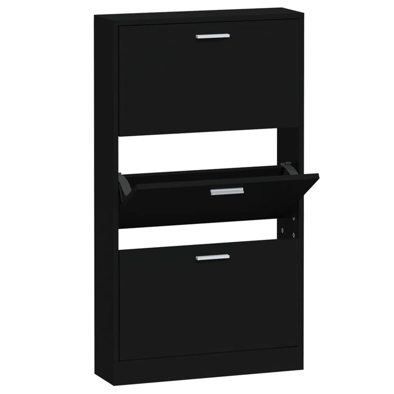 Shoe Cabinet Black 59x17x108 cm Engineered Wood