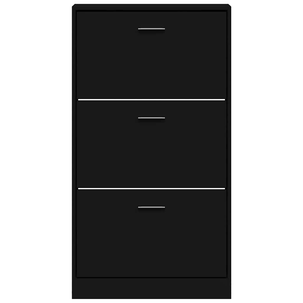 vidaXL Shoe Cabinet Black 59x17x108 cm Engineered Wood 4