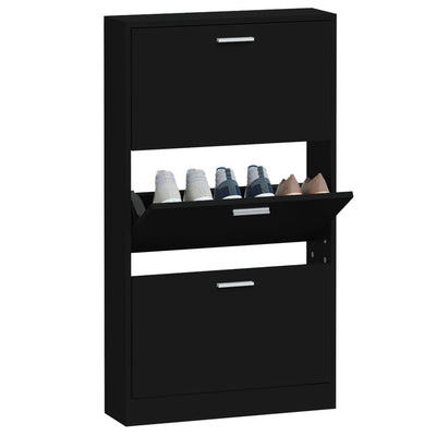 Shoe Cabinet Black 59x17x108 cm Engineered Wood