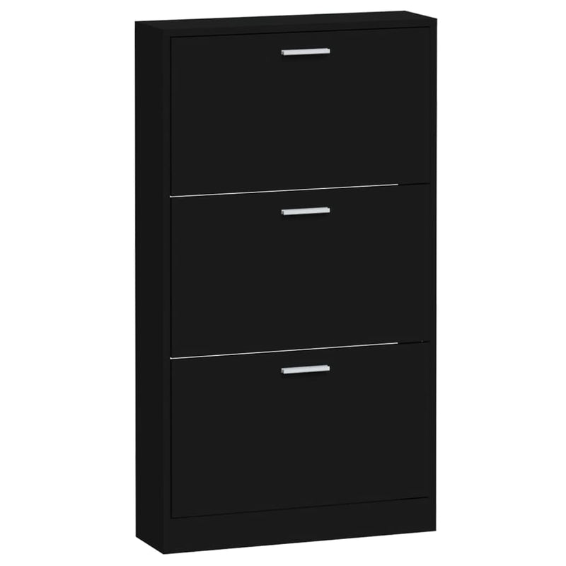 Shoe Cabinet Black 59x17x108 cm Engineered Wood