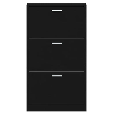 Shoe Cabinet Black 59x17x108 cm Engineered Wood