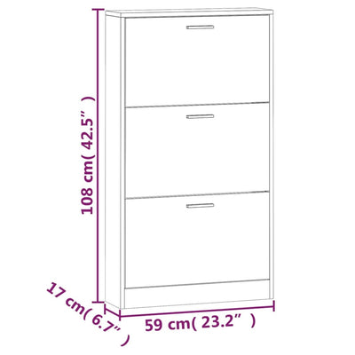 Shoe Cabinet Black 59x17x108 cm Engineered Wood