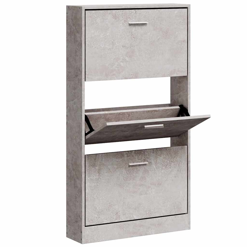 vidaXL Shoe Cabinet Concrete Grey 59x17x108 cm Engineered Wood 3