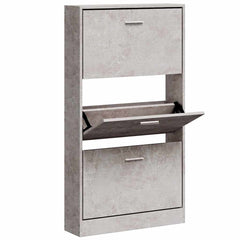 vidaXL Shoe Cabinet Concrete Grey 59x17x108 cm Engineered Wood 3