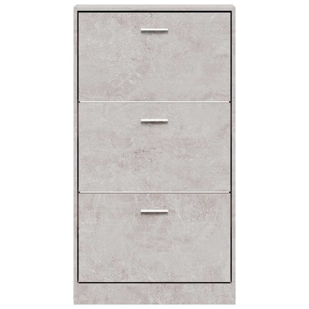 vidaXL Shoe Cabinet Concrete Grey 59x17x108 cm Engineered Wood 4