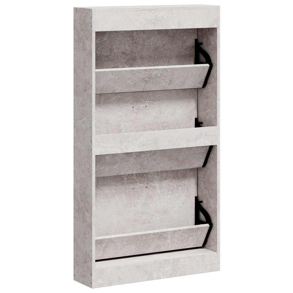vidaXL Shoe Cabinet Concrete Grey 59x17x108 cm Engineered Wood 6