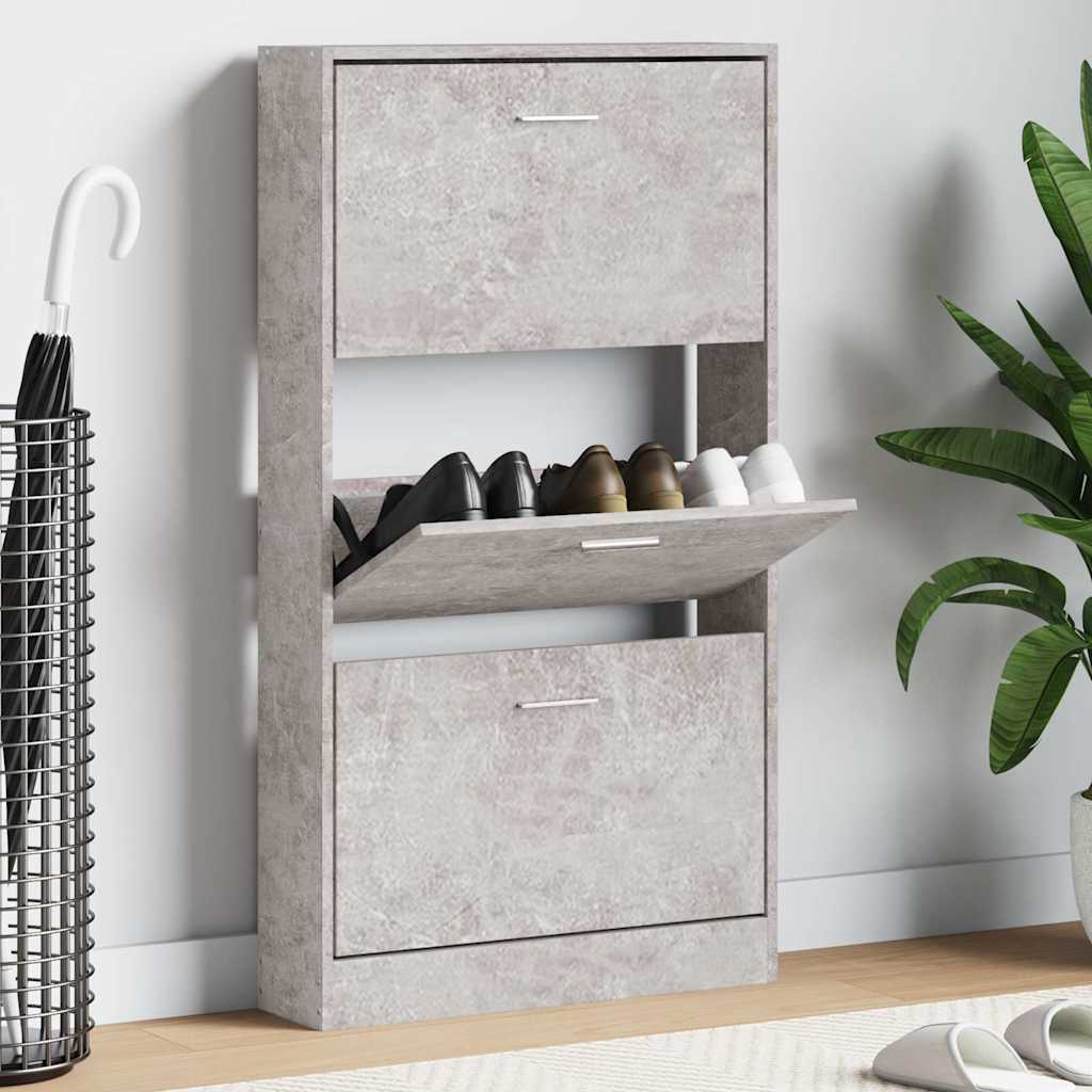 vidaXL Shoe Cabinet Concrete Grey 59x17x108 cm Engineered Wood 1