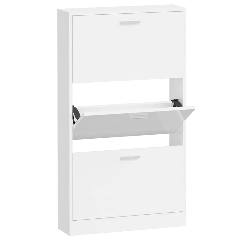vidaXL Shoe Cabinet High Gloss White 59x17x108 cm Engineered Wood 2