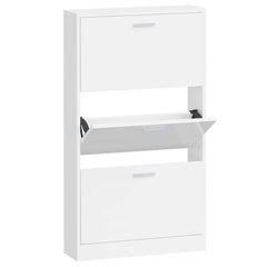 vidaXL Shoe Cabinet High Gloss White 59x17x108 cm Engineered Wood 2