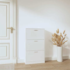 vidaXL Shoe Cabinet High Gloss White 59x17x108 cm Engineered Wood 3