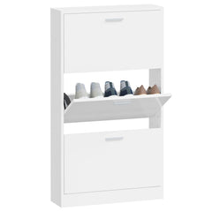 vidaXL Shoe Cabinet High Gloss White 59x17x108 cm Engineered Wood 4