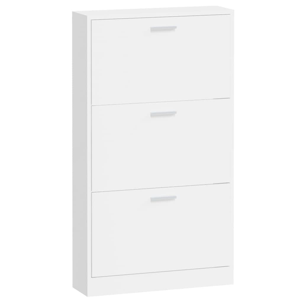 vidaXL Shoe Cabinet High Gloss White 59x17x108 cm Engineered Wood 5