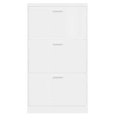 vidaXL Shoe Cabinet High Gloss White 59x17x108 cm Engineered Wood 6