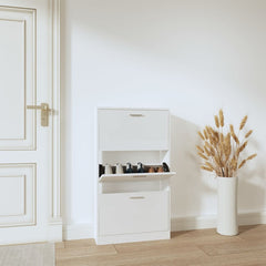 vidaXL Shoe Cabinet High Gloss White 59x17x108 cm Engineered Wood 1