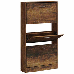 vidaXL Shoe Cabinet Smoked Oak 59x17x108 cm Engineered Wood 3
