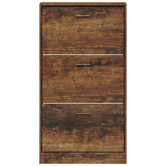 vidaXL Shoe Cabinet Smoked Oak 59x17x108 cm Engineered Wood 4
