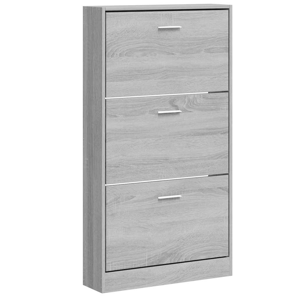 vidaXL Shoe Cabinet Grey Sonoma 59x17x108 cm Engineered Wood 2