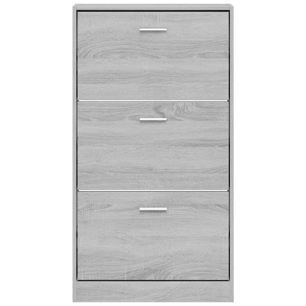 vidaXL Shoe Cabinet Grey Sonoma 59x17x108 cm Engineered Wood 4