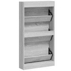 vidaXL Shoe Cabinet Grey Sonoma 59x17x108 cm Engineered Wood 6