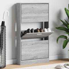 vidaXL Shoe Cabinet Grey Sonoma 59x17x108 cm Engineered Wood 1