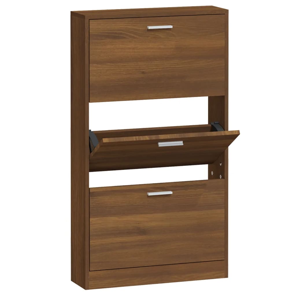 vidaXL Shoe Cabinet Brown Oak 59x17x108 cm Engineered Wood 2