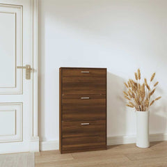 vidaXL Shoe Cabinet Brown Oak 59x17x108 cm Engineered Wood 3