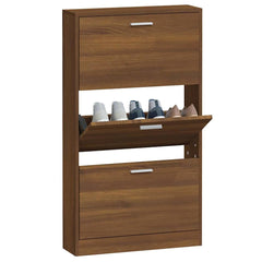 vidaXL Shoe Cabinet Brown Oak 59x17x108 cm Engineered Wood 4