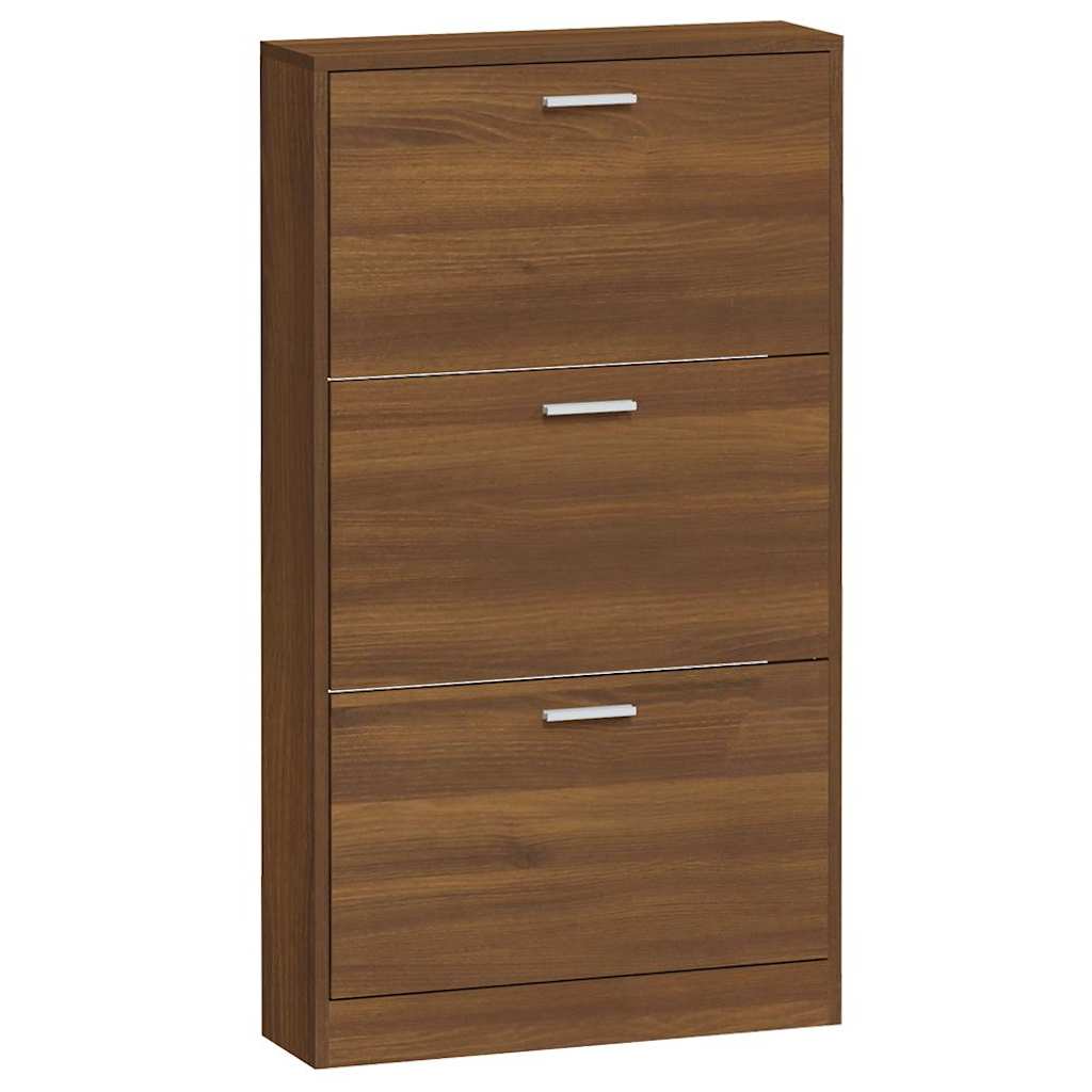 vidaXL Shoe Cabinet Brown Oak 59x17x108 cm Engineered Wood 5