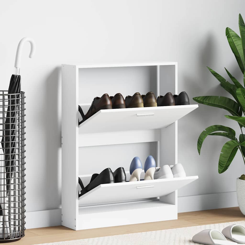vidaXL Shoe Cabinet White 59x17x81 cm Engineered Wood 1