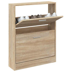 vidaXL Shoe Cabinet Oak 59x17x81 cm Engineered Wood 3
