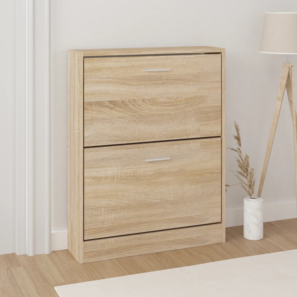 vidaXL Shoe Cabinet Oak 59x17x81 cm Engineered Wood 1
