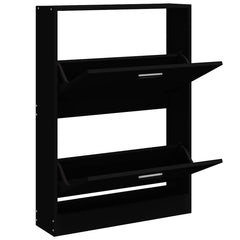 vidaXL Shoe Cabinet Black 59x17x81 cm Engineered Wood 3