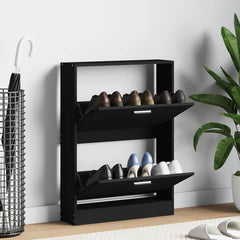 vidaXL Shoe Cabinet Black 59x17x81 cm Engineered Wood 1
