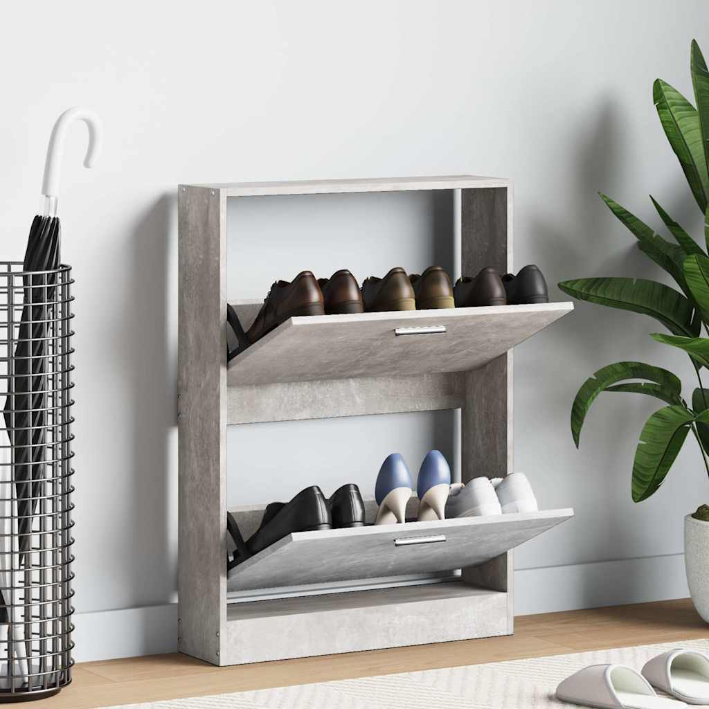 vidaXL Shoe Cabinet Concrete Grey 59x17x81 cm Engineered Wood 1