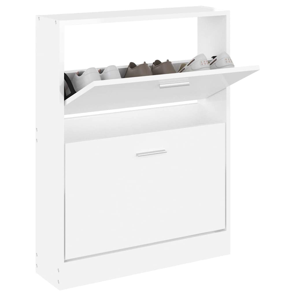 vidaXL Shoe Cabinet High Gloss White 59x17x81 cm Engineered Wood 3