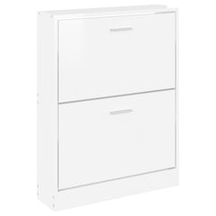 vidaXL Shoe Cabinet High Gloss White 59x17x81 cm Engineered Wood 4