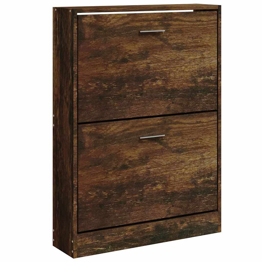 vidaXL Shoe Cabinet Smoked Oak 59x17x81 cm Engineered Wood 2