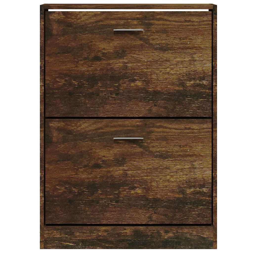 vidaXL Shoe Cabinet Smoked Oak 59x17x81 cm Engineered Wood 4