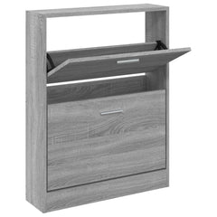 vidaXL Shoe Cabinet Grey Sonoma 59x17x81 cm Engineered Wood 2